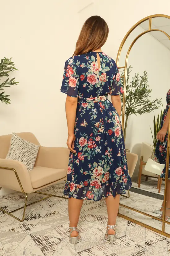 Floral Wrap Midi Dress