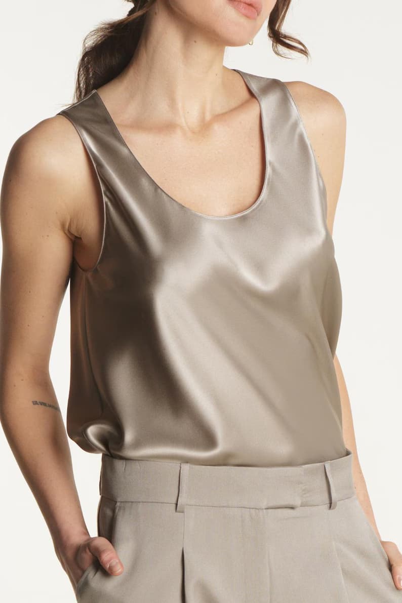 Satin Cowl Neck Camisole detail 4